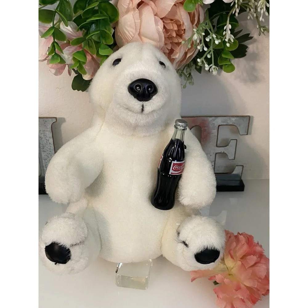 Coca Cola Smiling Polar Bear‎ 1993 Plush w Coke Bottle 7.5